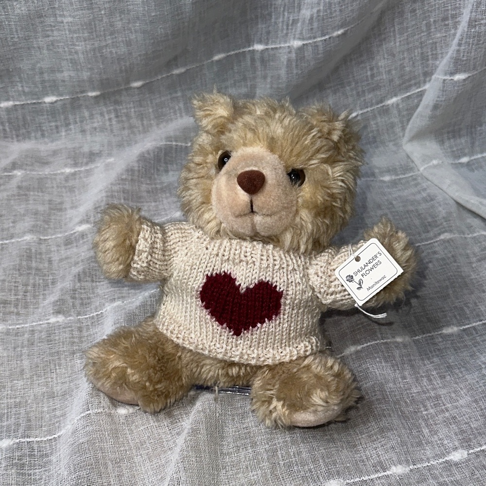 Teleflora Gifts Plush Teddy Bear with Heart Sweater "Sending Hugs" 8"x8"x4" NWT